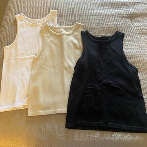 Sleeveless Tank Tops - White, Cream, and Black